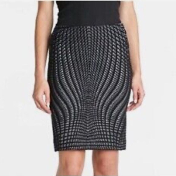 Diane‎ von Furstenberg black and white abstract print mae pencil skirt size 2 - Picture 1 of 11